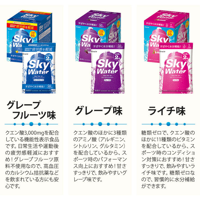 クラシエ スカイウォーター (1L用×2袋) 選べる 160袋 (80袋×2) 〔スポーツ・ビタミン粉末ドリンク〕