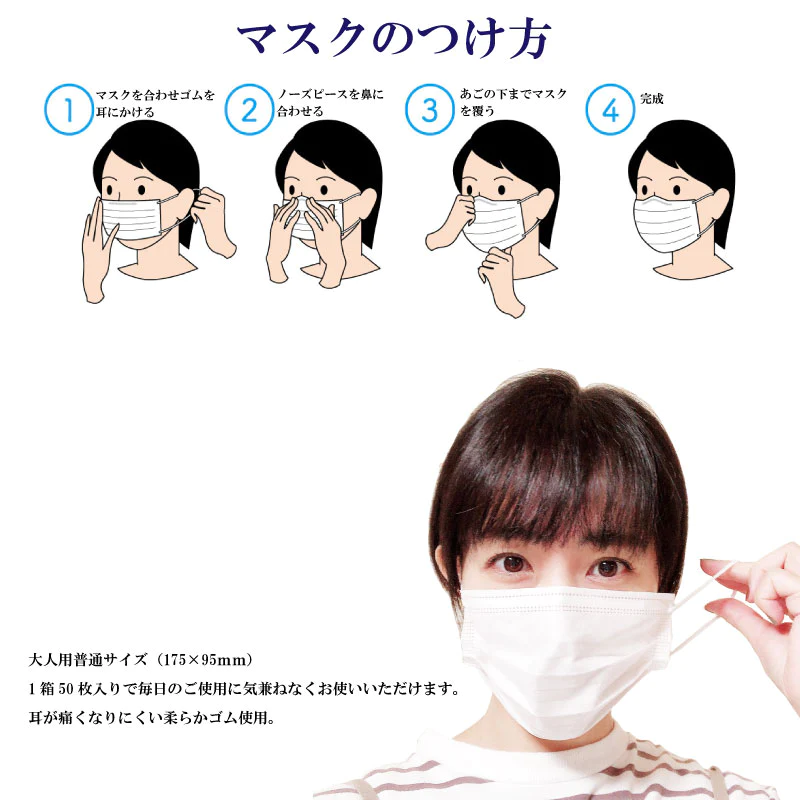 マスク 50枚 3層 普通サイズ 大人 子供 衛生 99％カットフィルター 送料無料