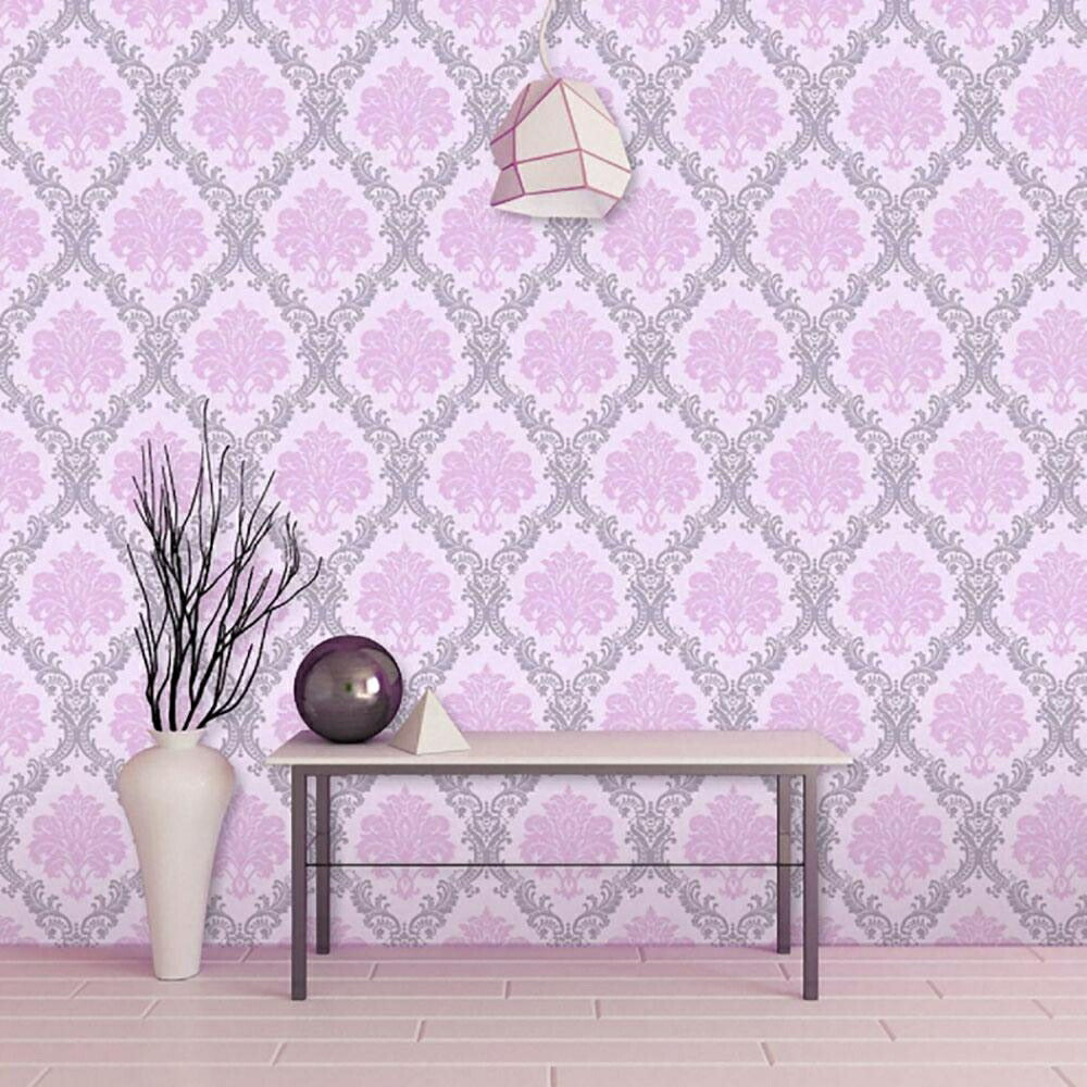 壁紙 ダマスク柄 ピンク 1本 damask 45cm×1000cm シールタイプ DIY かわいい おしゃれ クロス 補修 ラグジュアリー 北欧 賃貸壁紙 背景 プレゼント 贈物 シンプル ベッドルーム リビング お洒落 防音 リメイク リフォーム シート