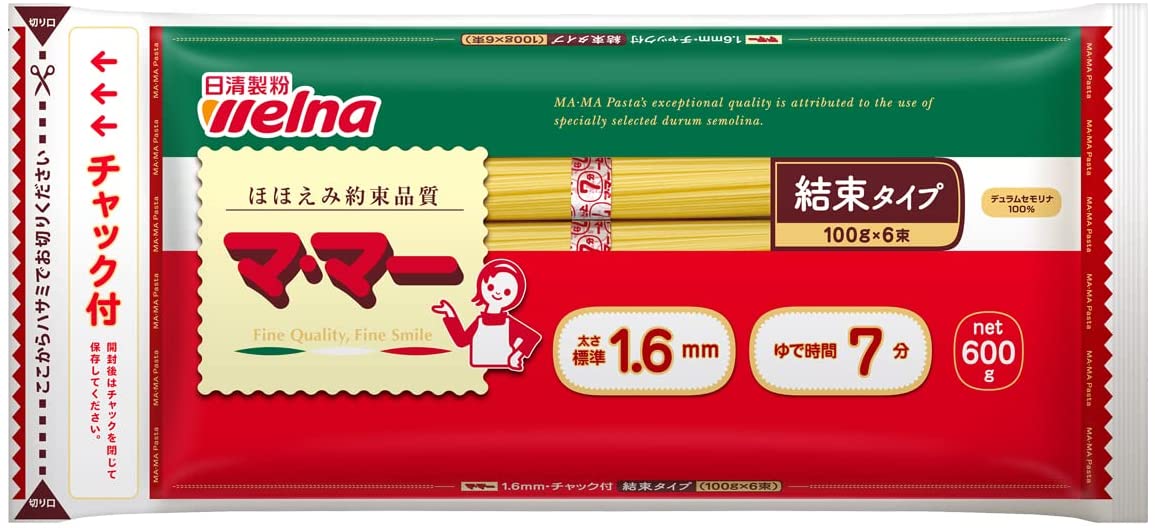 マ・マー チャック付結束スパゲティ パスタ 1.6mm 600g