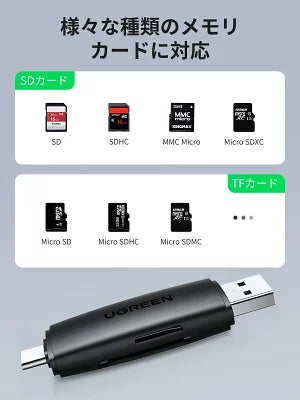 [UGREEN] 2-in-1 SDカードリーダー USB3.0 & USB Type-C OTG対応