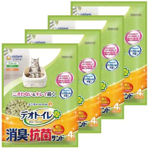 【超得ハイパーSALE】デオトイレ 飛び散らない消臭・抗菌サンド 4L 4袋/1ケース