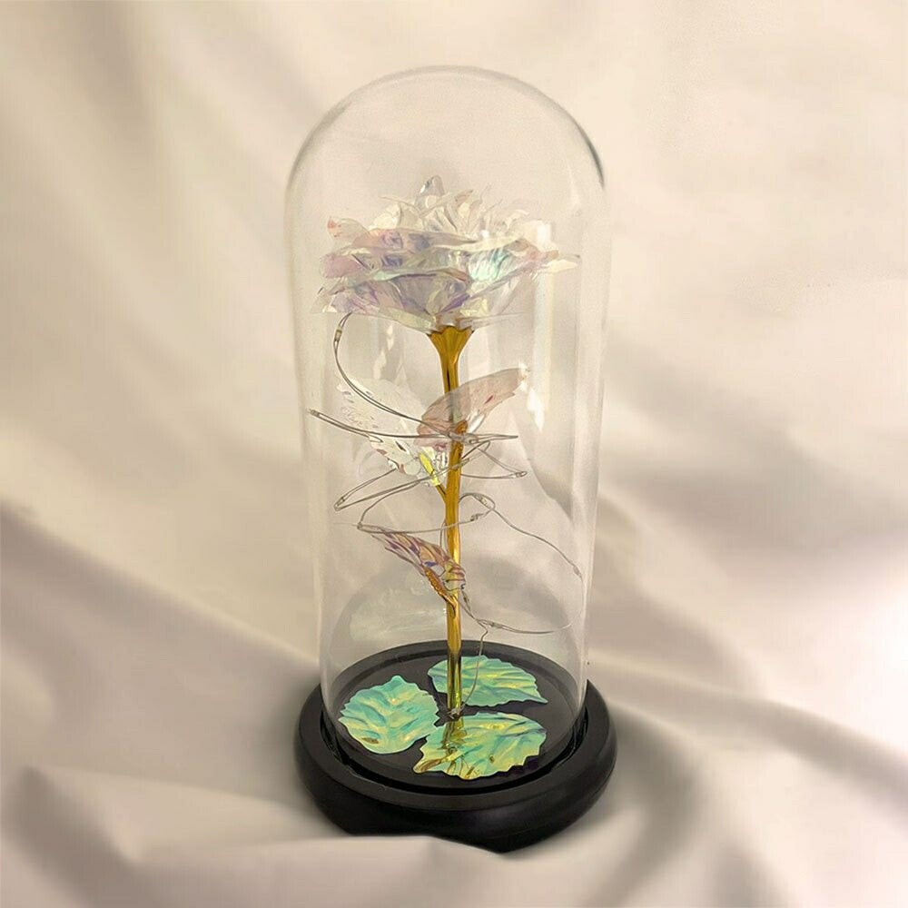 照明 薔薇 ガラスドーム LED 3D オブジェ 雑貨 玄関 レインボー ギャラクシーローズ おしゃれライト ガラスアート バラ ローズ フラワー 花 華 ガーデン イルミネーションライト イルミネーション インテリア ライトアップ 置物 置き物 卓上 テーブル ガラス 癒しグッズ