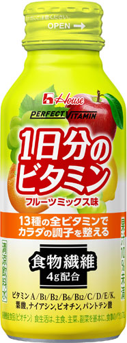 ハウスウェルネス 1日分のビタミン 食物繊維 フルーツミックス味 120ml ボトル缶 30本入 〔栄養機能食品〕