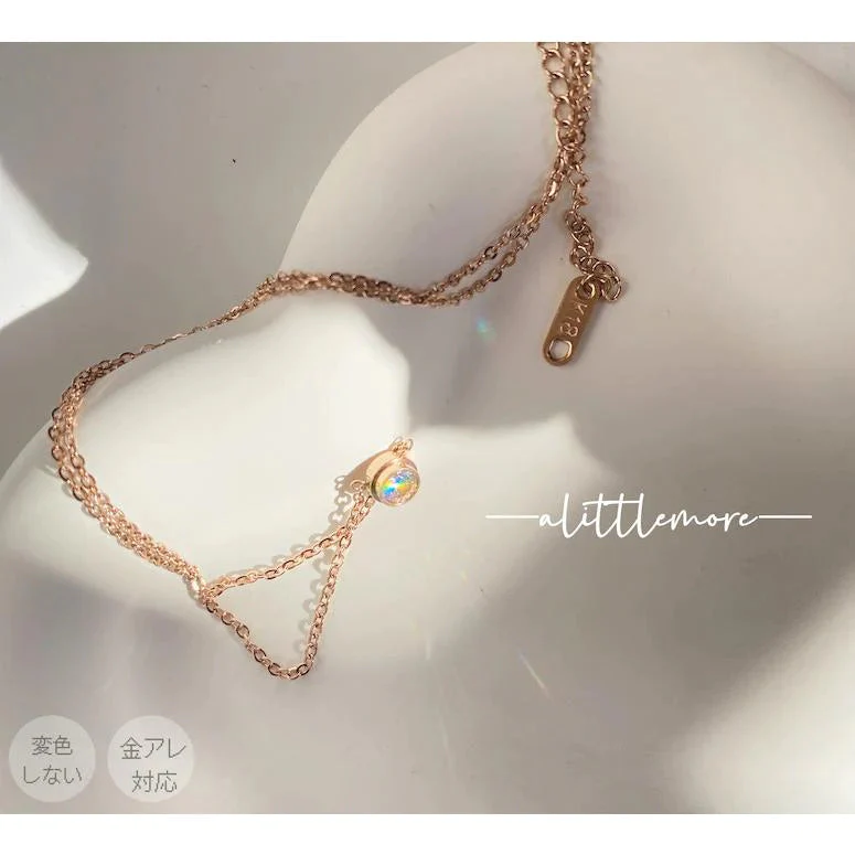 KAUCHE限定価格　通販安価保証　#品番A01#    1４９９円・セット” ネックレス＆ブレスレット”　　上品な輝き 一粒 Czダイヤモンド 18金ゴールド仕上げ サージカルステンレス かぶれにくい　錆びにくい　変色しない　A01