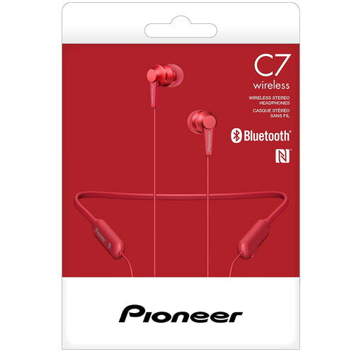 【定形外郵便 送料無料】パイオニア C7wireless Bluetoothイヤホン カナル型/通話可能 レッド SE-C7BT(R)