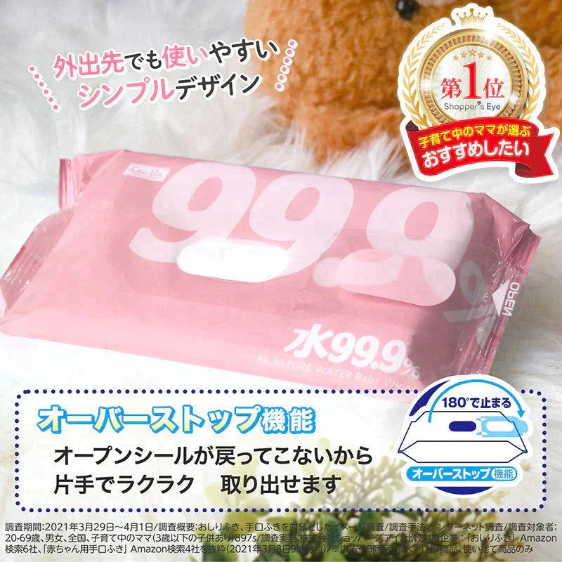 【最安値挑戦祭】純水99.9％ ベビー用 手口ふき 80枚×15個 (1,200枚)【限りなく水に近く肌にやさしい】日本製