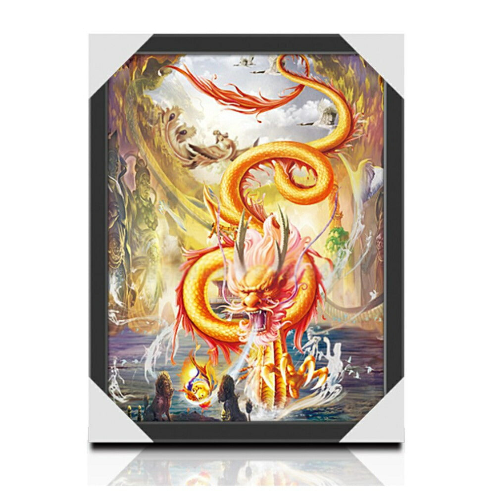 風水 3D 絵 龍 ドラゴン 竜 3頭 玄関 絵 龍の飾り 龍 置物 風水グッズ 青龍 白龍 赤龍 ドラゴン 壁掛け 開運祈願 金運祈願３D額 風水龍 アイテム 龍神 開運 金運 財産運 出世運 恋愛運 幸福 成功 プレゼント 贈り物 開運厄除 祈願成就