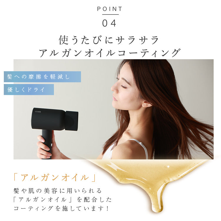 【LOABI公式】 LUSINA ルシーナ グレー ドライヤー ヘアドライヤー マイナスイオンドライヤー マイナスイオン イオンドライヤー 大風量 速乾 コンパクト