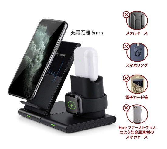 【3人シェア買いでお得】(ブラック)3in1 マルチ ワイヤレス充電器 iPhone12Pro max 12 mini iPhoneSE3 11 AirPods Pro Apple Watch 充電器 ワイヤレス充電 iPhoneXR X  Galaxy XPERIA  急速充電 USB 送料無料　BAT122