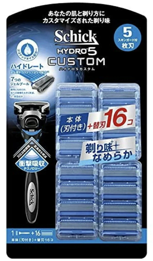 【即納/追跡可能!メール便】＊カスタム＊本体・替刃パワーアップ！(新)＊【送料無料】シック ハイドロ5 カスタム 5枚刃　替刃17個入 Schick　HYDRO5 『Schick』ホルダー1本 + 替え刃 17個入り髭剃り 替刃  シックハイドロ5 カスタム プレミアム  《アメリカ本社工場製造》