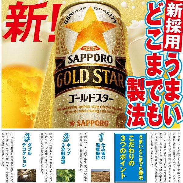 ビール 新ジャンル サッポロ GOLD STAR ゴールドスター 350ml×3ケース/72本《072》 『CSH』【本州のみ 送料無料】