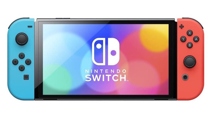 (新品/店印無)任天堂 Nintendo Switch 有機ELモデル Joy-Con(L)ネオンブ ルー/(R)ネオンレッド HEG-S-KABAA スイッチ 4902370548501