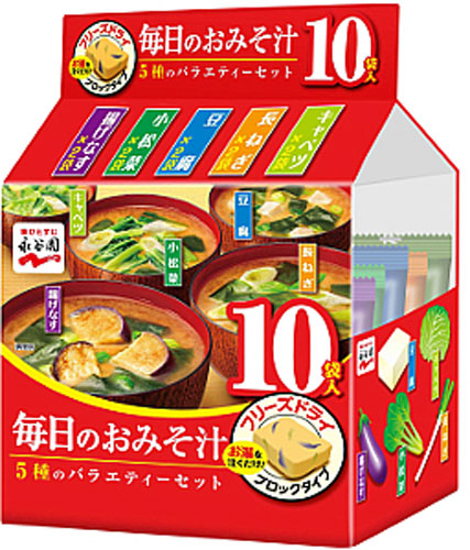 永谷園 毎日のおみそ汁 5種のバラエティーセット(10袋入) 32個入 〔味噌汁 インスタント フリーズドライ  ブロックタイプ FD〕