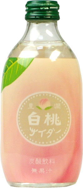 友桝飲料 豊潤白桃サイダー 300ml 瓶 24本入 〔炭酸飲料〕