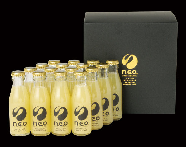 友桝飲料 n.e.o（ネオ）プレミアムジンジャーエールギフト 95ml 瓶 16本入 〔炭酸飲料〕