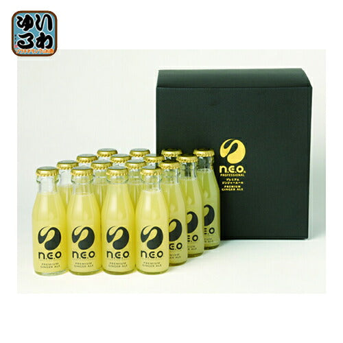 友桝飲料 n.e.o（ネオ）プレミアムジンジャーエールギフト 95ml 瓶 16本入 〔炭酸飲料〕