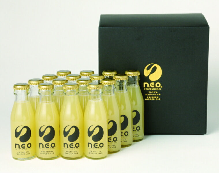 友桝飲料 n.e.o（ネオ）プレミアムジンジャーエールギフト 95ml 瓶 16本入 〔炭酸飲料〕