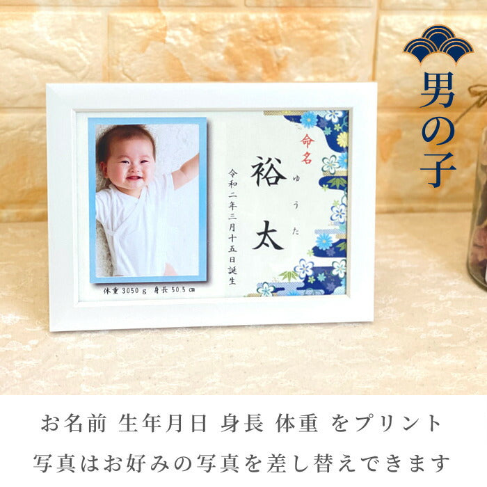 【月間優良取得】命名 フォトフレーム Mini■名入れ 赤ちゃん フォトフレーム 命名書 おしゃれ　かわいい　写真 お七夜 お祝い プレゼント ギフト 内祝い 出産 両親 出産祝い 男の子 女の子 名前入り 命名 写真立て 出産内祝い フォトプリント オーダーメイド 初誕生 初節句