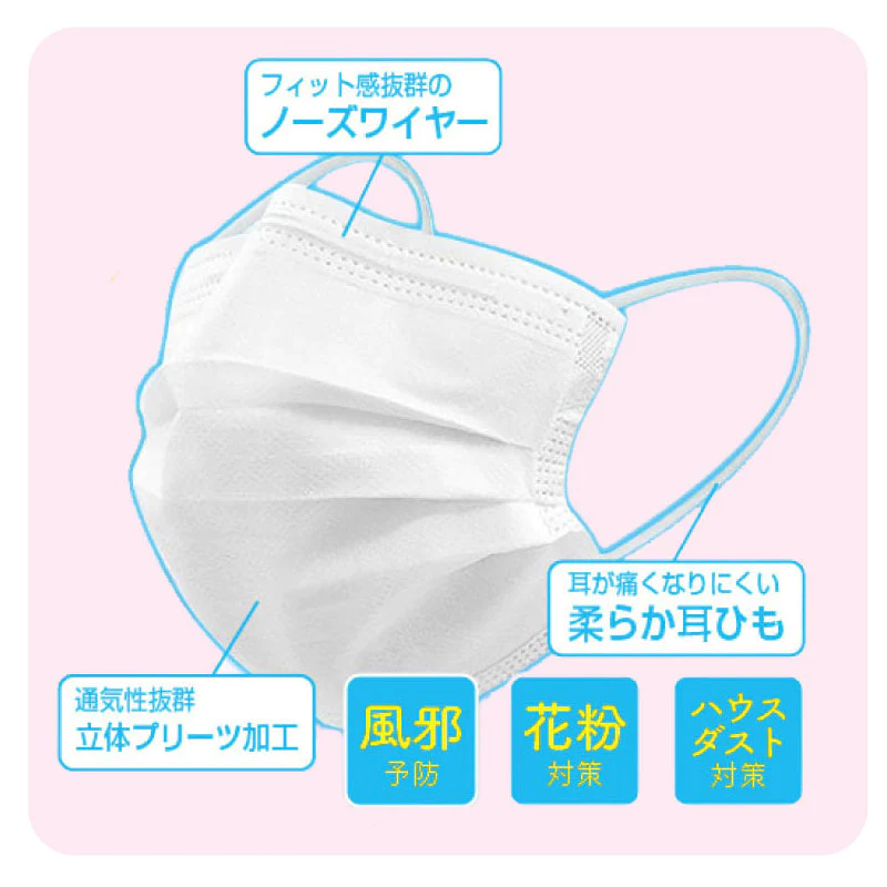 マスク 50枚 3層 普通サイズ 大人 子供 衛生 99％カットフィルター 送料無料