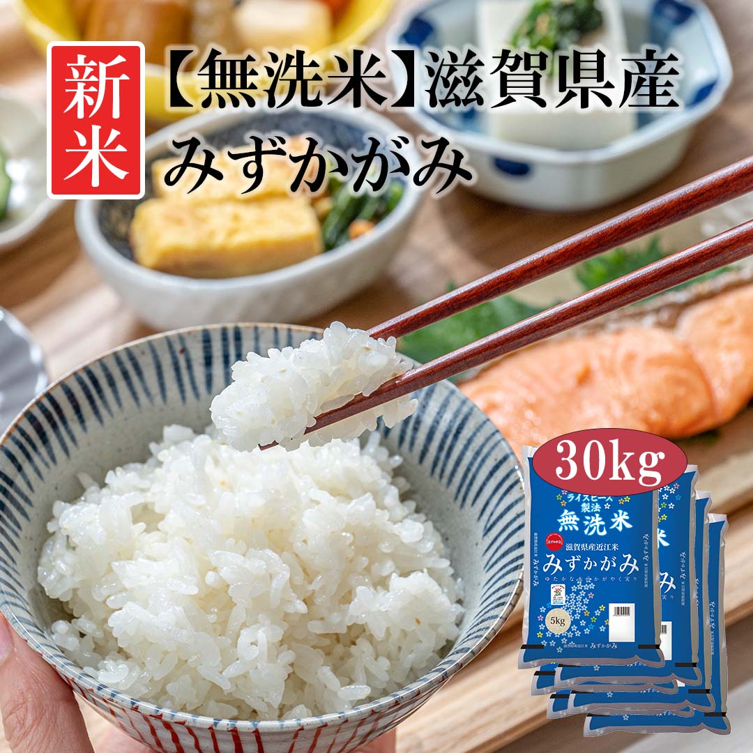 無洗米 米 滋賀県産 近江米 みずかがみ 30kg (5kg×6) 令和5年産 新米 お米 白米 おくさま印 国産 食品 ギフト 引っ越し 挨拶 出産 内祝い 母の日 父の日 お中元 お歳暮 結婚 快気 還暦 香典返し お年賀 送料無料