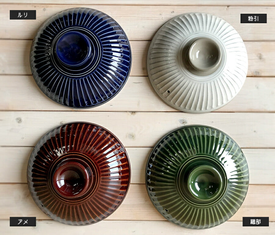 正規品 銀峯菊花織部７号鍋 1〜2人用サイズ 1200cc 三重県 国産土鍋 日本製 萬古焼 深緑 グリーン 耐熱 ツヤあり 光沢あり   陶器のふる里  trysス