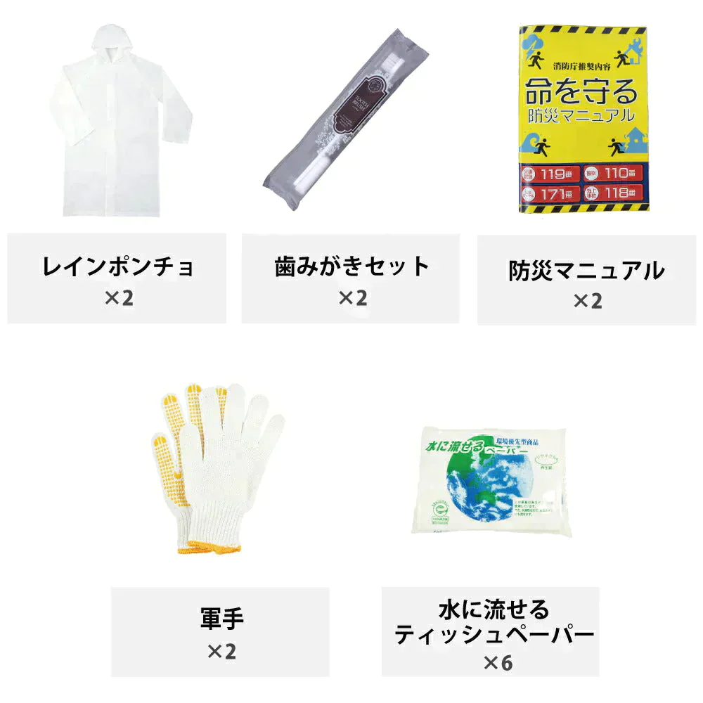 ［2人用/グリーン］3日間を生き抜く 充実の防災セット 計59点　非常用持ち出し袋 防災リュック