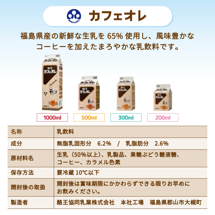 【3人シェア買いでお得】酪王カフェオレ・酪王フルーツ500ml　各3本　6本セット (クール便)