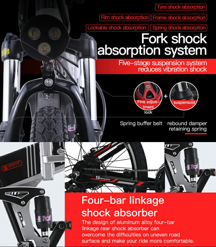 Shengmilo m80電動アシスト折り畳み自転車 26インチ 21段変速 500w＊12.8Ah大容量リチウムバッテリー　フル電動アシスト自転車 2色選択可能