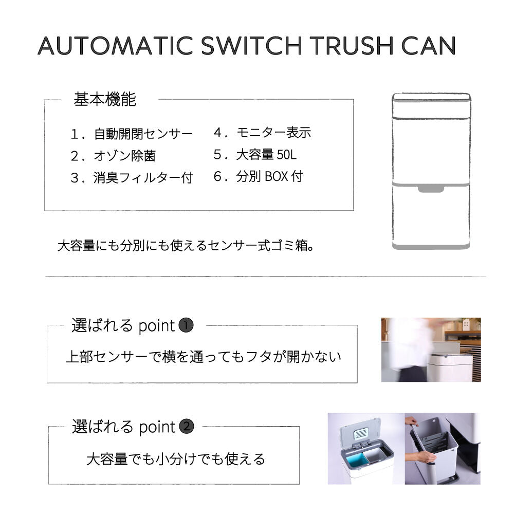 FLOAD 除菌＆消臭が出来る自動開閉式ゴミ箱
