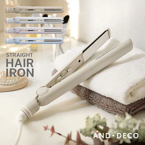 ヘアアイロン ストレートアイロン マイナスイオン 瞬間50秒 海外対応 プロ仕様230℃ オフホワイト AND・DECO