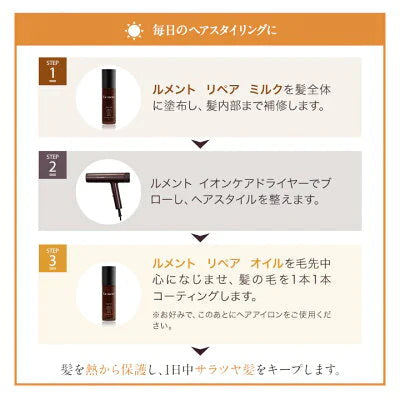【3本セット】Le ment(ルメント)　リペア　ミルク ヘアミルク アウトバストリートメント 洗い流さないトリートメント