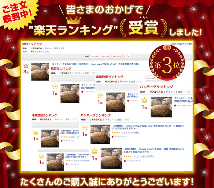【送料無料】【news every.で紹介】鳥益 牛肉100％  ハンバーグ (焦げ目付)150g×5パック