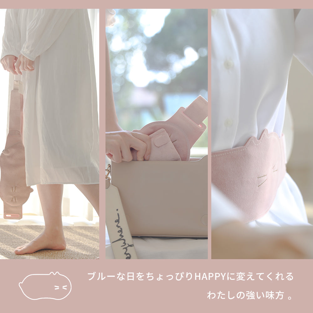 USB充電温熱ベルト ネコ　ブラック