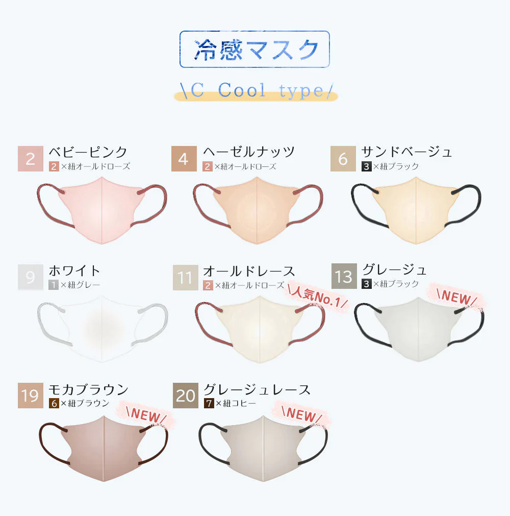 ＼接触冷感 熱中症対策／  cicibella 2023 新発売 グレージュレース 3D冷感マスク マスク 冷感 マスク 不織布