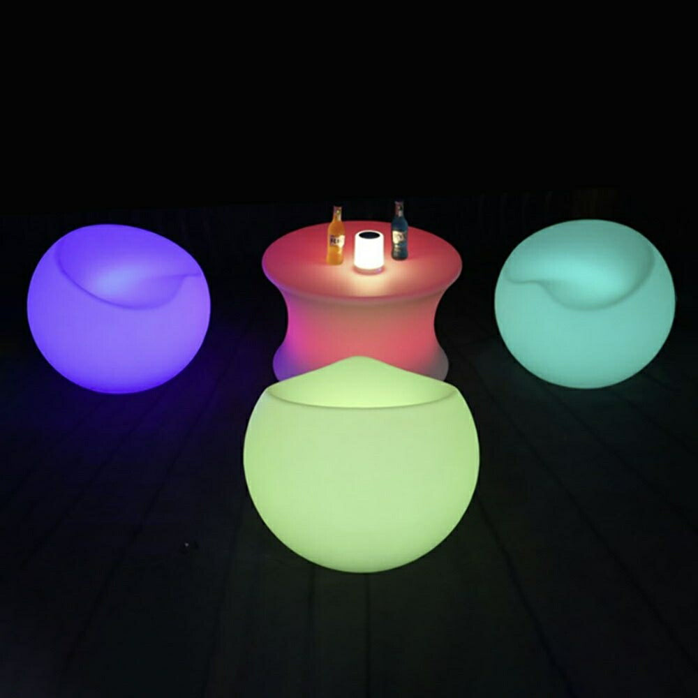 【人気商品】テーブル 椅子 合計3個セット 丸型 16色 LED チェア セット テーブルセット 2人 chair スツール 2人用 机 卓 充電式 光る オシャレ椅子 小さい椅子 ミニスツール デザイン ヒカリ デザイナー ムード 形 インテリア 高級 アイテム 丸型 リモコン付き 次世代