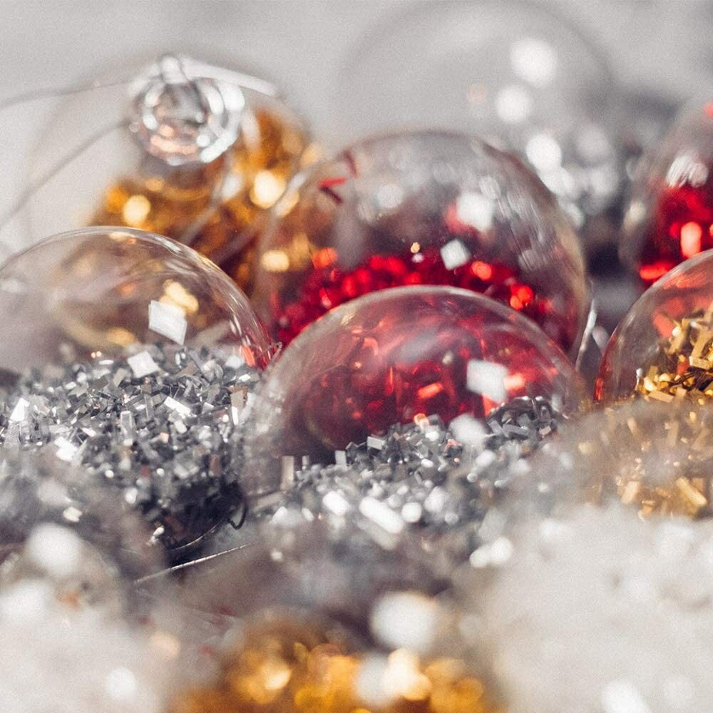 透明 プラスチック【6個セット】 クリスマス オーナメント 豪華セット クリスマスツリー 飾り付け 飾り 華やか おしゃれ きれい ボールクリスマス DIY デコレーション クリスマスパーティー グッズ ボール パーティーグッズ 装飾