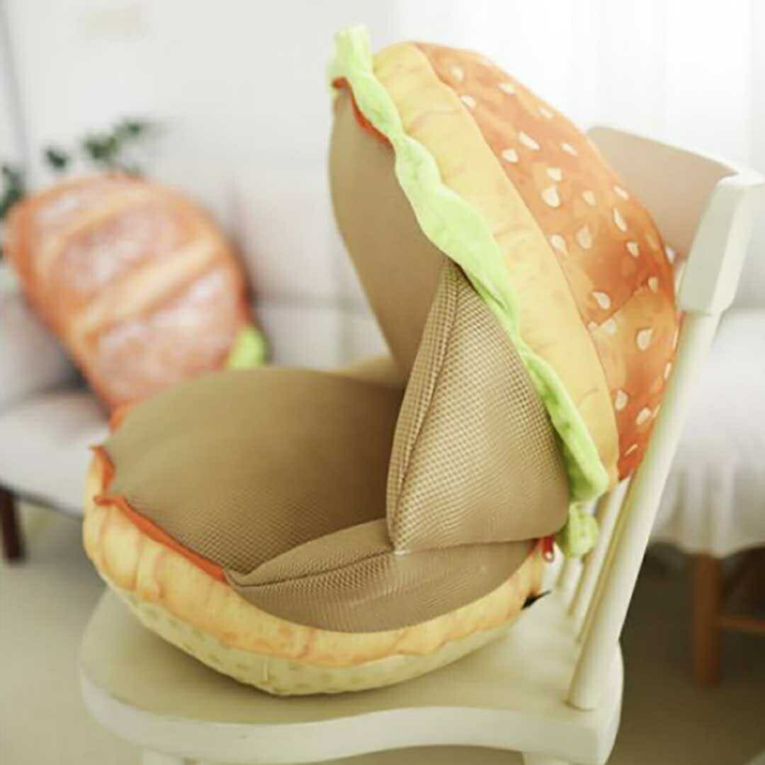 クッション 椅子 ハンバーガー 抱き枕 ぬいぐるみ 肉 レタス かわいい チャーミング おもちゃ 誕生日 クリスマス ギフト サプライズ 友人 家族 パーティー 恋人 お遊戯会 子供 イベント SNS アメリカン クリスマス 撮影