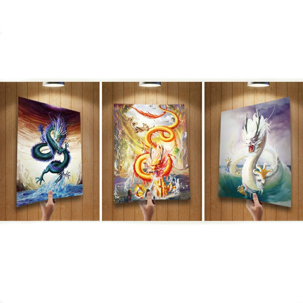 風水 3D 絵 龍 ドラゴン 竜 3頭 玄関 絵 龍の飾り 龍 置物 風水グッズ 青龍 白龍 赤龍 ドラゴン 壁掛け 開運祈願 金運祈願３D額 風水龍 アイテム 龍神 開運 金運 財産運 出世運 恋愛運 幸福 成功 プレゼント 贈り物 開運厄除 祈願成就