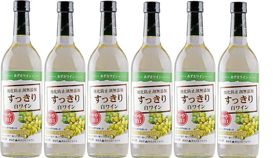 【送料無料】長野県 アルプス あずさワイン酸化防止剤無添加 すっきり白ワイン やや甘口 720ml×6本【本州(一部地域を除く)は送料無料】