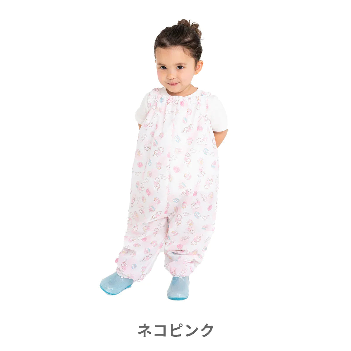 【ドット】Fabhug 撥水プレイウェア お砂場着 遊び着 つなぎ パンツ オーバーオール キッズ ベビー 撥水 女の子 男の子  90cm 100cm かわいい おしゃれ 子供 子ども 柄 ボーダー ドット 収納袋 巾着 レインコート レイングッズ 雨 誕生日 送料無料