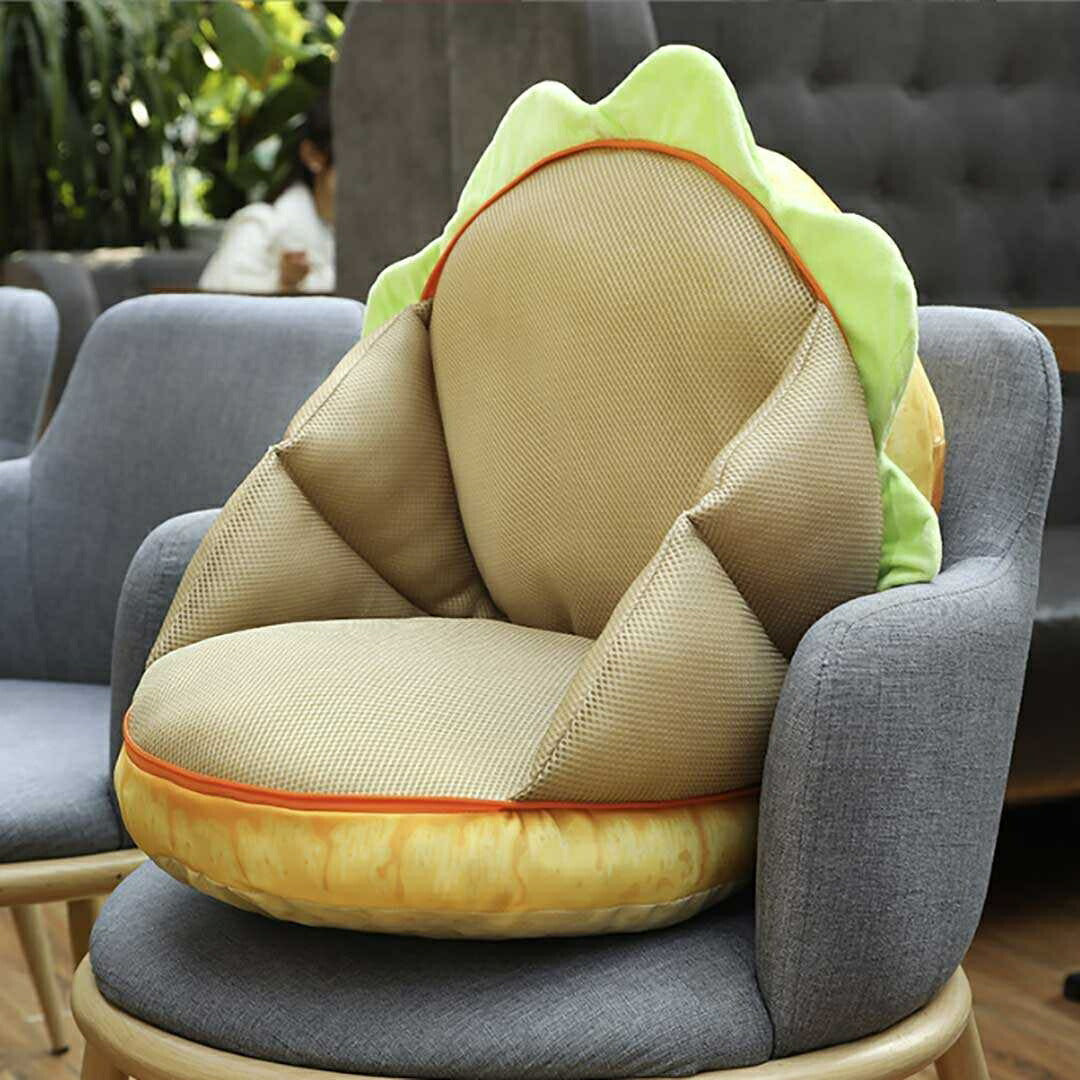クッション 椅子 ハンバーガー 抱き枕 ぬいぐるみ 肉 レタス かわいい チャーミング おもちゃ 誕生日 クリスマス ギフト サプライズ 友人 家族 パーティー 恋人 お遊戯会 子供 イベント SNS アメリカン クリスマス 撮影