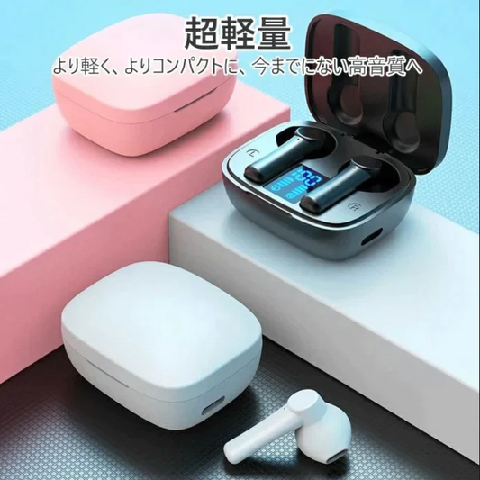 スノーホワイト 在庫一掃セ-ル/赤字価格　ブルートゥースイヤホン　1399円さらに送料無料　ケース残電表示　日本語説明書　クリアなハンズフリー通話　指先で楽々操作　　両耳　左右分離型　IPX5完全防水 マイク付き