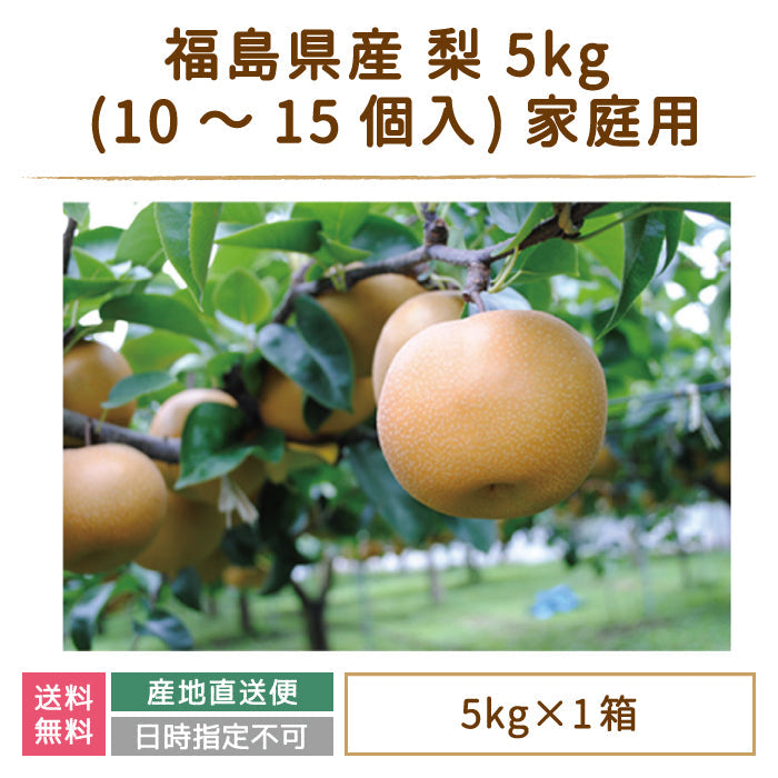 【3人シェア買いでお得】福島県産 梨 5kg  (8〜12個入) 家庭用 鏡石町 *