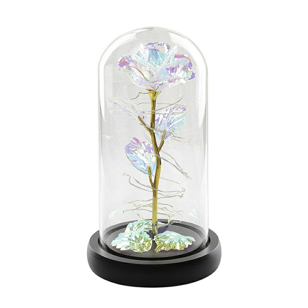 照明 薔薇 ガラスドーム LED 3D オブジェ 雑貨 玄関 レインボー ギャラクシーローズ おしゃれライト ガラスアート バラ ローズ フラワー 花 華 ガーデン イルミネーションライト イルミネーション インテリア ライトアップ 置物 置き物 卓上 テーブル ガラス 癒しグッズ