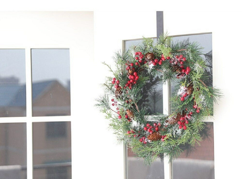 クリスマスリース 50cm×50cm 赤い実 松ぼっくり Xmas リース 造花 花輪 アートフラワー クリスマス 玄関 丸 輪っか ドア 飾り 装飾 インテリア 誕生日 クリスマス飾り モダン プレゼント フラワーリース 室内 壁面装飾 壁掛け ギフト クリスマス飾りつけ クリスマスグッズ