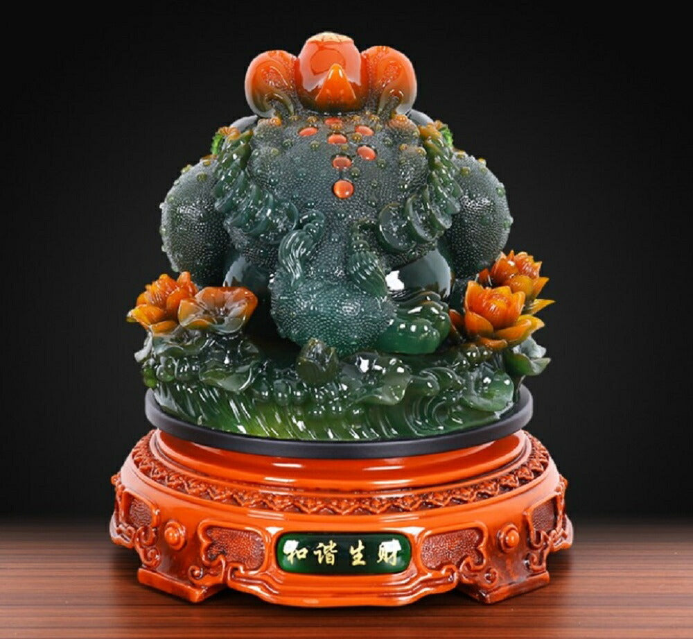 風水 蛙 特大 蓮の上に座る 蓮の花 カエル シリトン 超特大 風水アイテム 大盛況 超縁起物 幸運 祈り 浄化 金運 宝くじ 金運アップ 最強 商売繁盛 開店祝い 祝い 贈り物 お店 店舗 プレゼント 経営者 経営 玄関 置物 インテリア