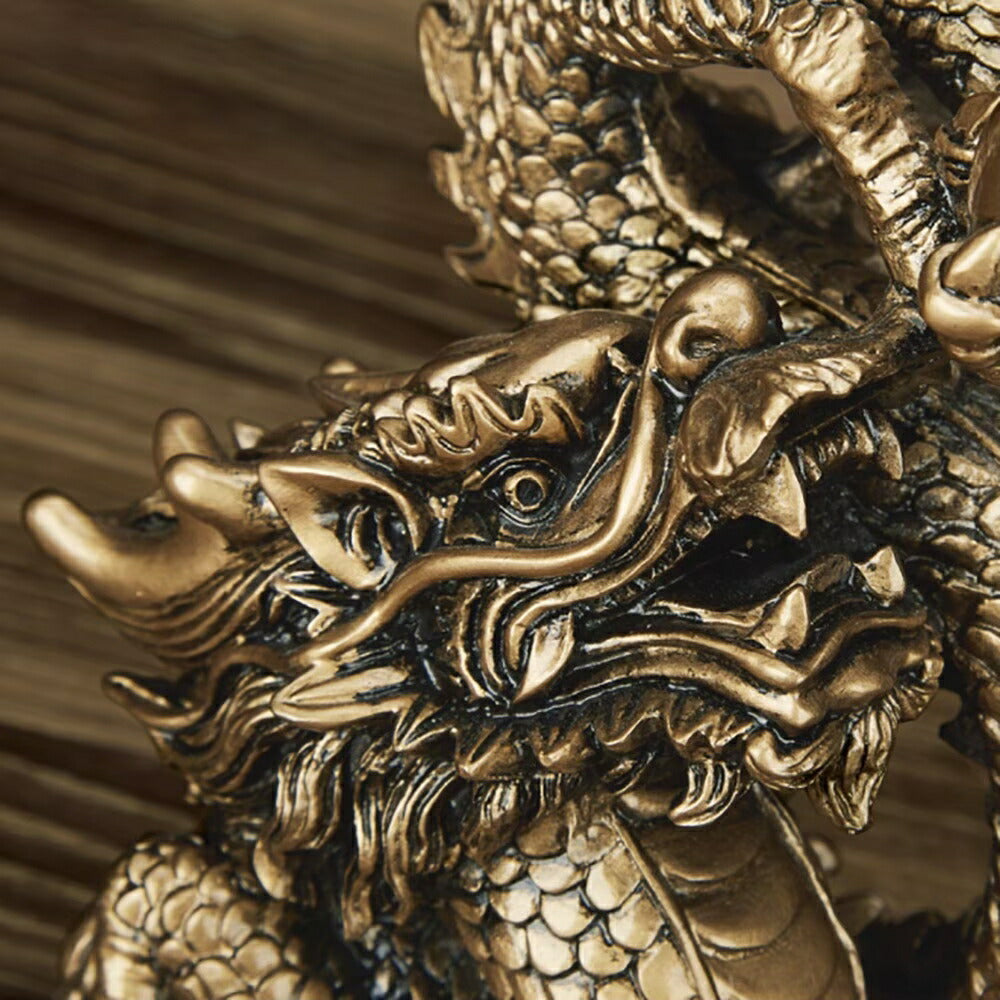 置物 龍神 尻尾に玉を持つ龍 五本爪 龍 竜 ブロンズゴールド 龍の置物 樹脂 ドラゴン 風水 アイテム パワースポット 開運 金運 財産運 出世運 恋愛運 幸福 成功 プレゼント 贈り物 開運厄除 祈願成就 厳重 金運上昇 運気上昇