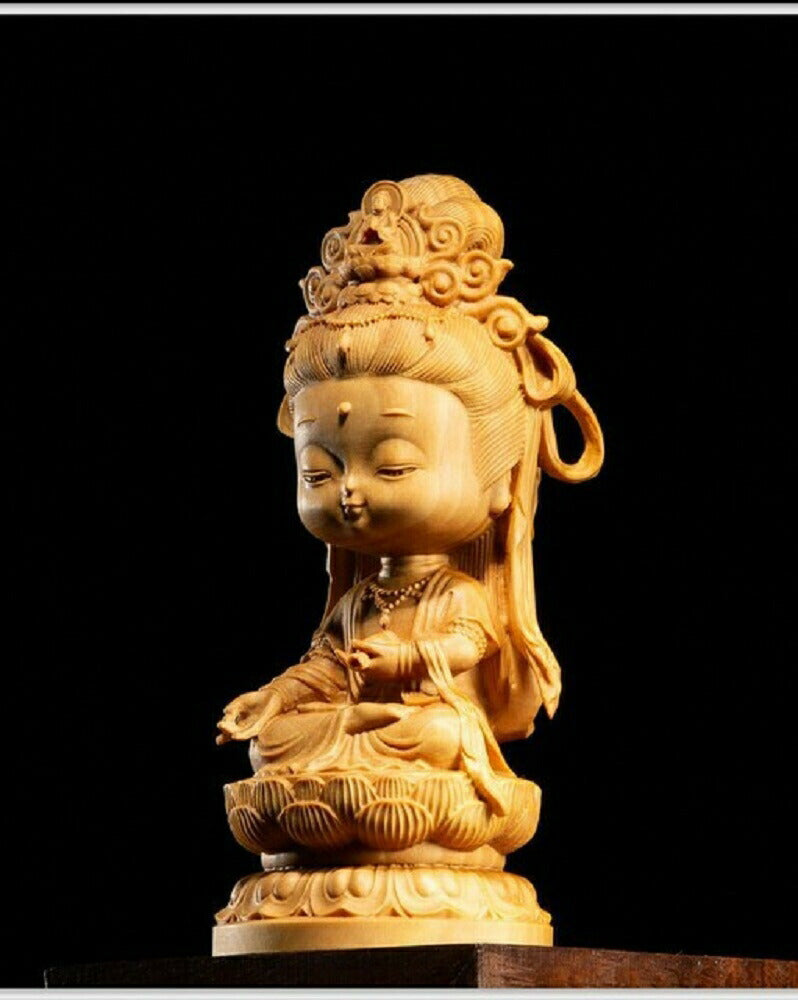 置物 仏像 二頭身 座禅菩薩 木製  観音像 彫刻 仏具 観音様 唐金 置物 オブジェ インテリア 美術品 仏教 寺 仏閣 神様 縁起物 飾り物 癒し 開運祈願 風水 商売繁盛 お守り 厄除け 魔除け スタイル 開運厄除 祈願成就 パワースポット