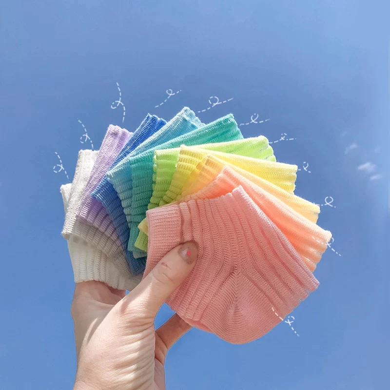 お徳5足セット　M：15-18cm（3歳ー5歳） 　子供靴下　冷感　ひんやり　カラフル　　韓国子供服　韓国風　ソックス　キッズ　ベビー